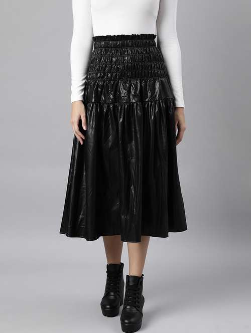 women mid-rise solid flared skirt - 21023406 - Standard Image - 0