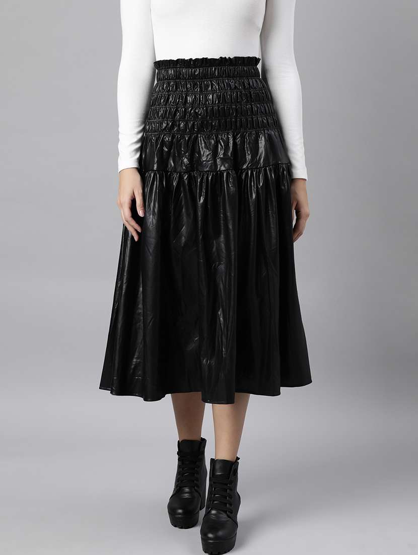 women mid-rise solid flared skirt - 21023406 - Zoom Image - 0