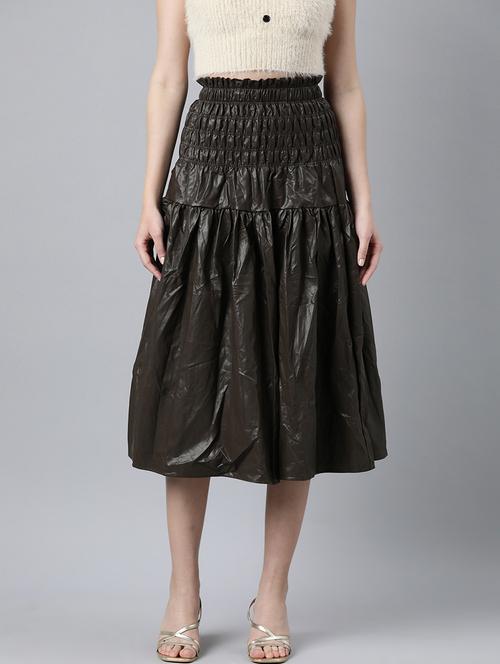 women mid-rise solid flared skirt - 21023413 -  Standard Image - 0