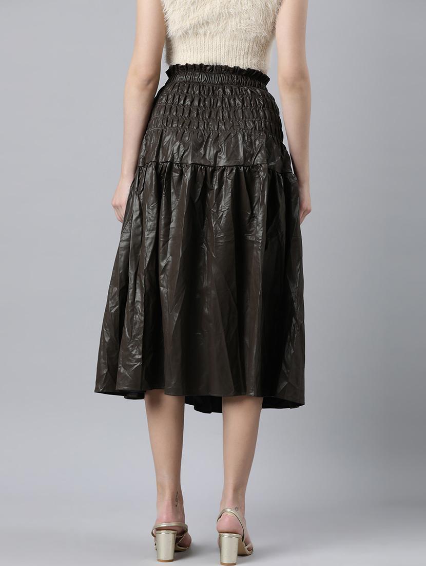 women mid-rise solid flared skirt - 21023413 - Standard Image - 2