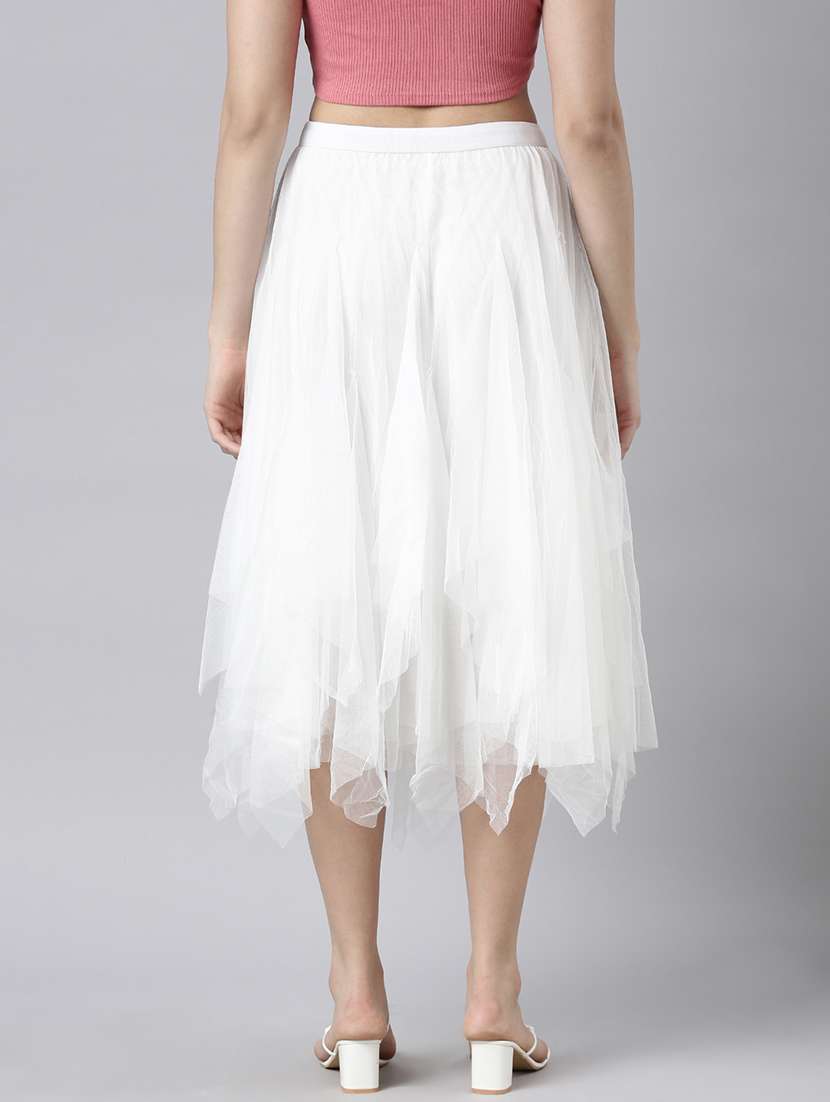 women mid-rise solid flared skirt - 21023426 -  Standard Image - 2