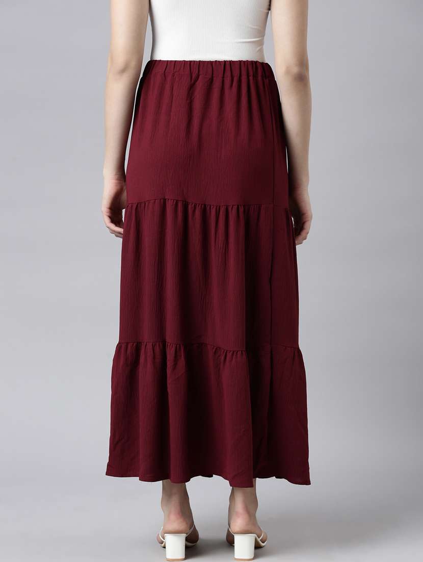 women mid-rise solid tiered skirt - 21023442 -  Standard Image - 2