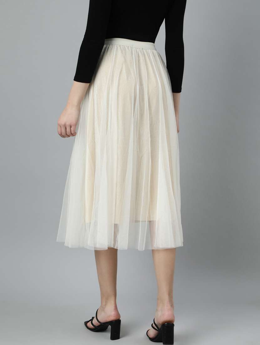 women mid-rise solid flared skirt - 21023450 -  Standard Image - 2