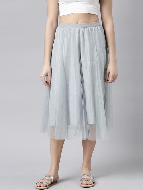 women mid-rise solid flared skirt - 21023455 -  Standard Image - 0