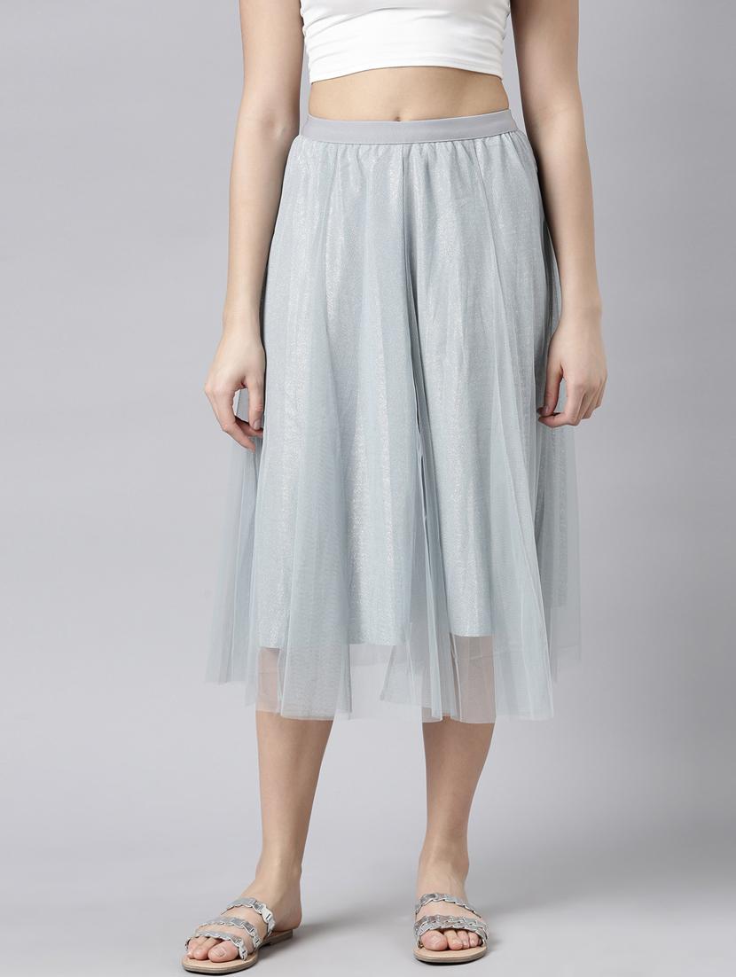 women mid-rise solid flared skirt - 21023455 -  Zoom Image - 0