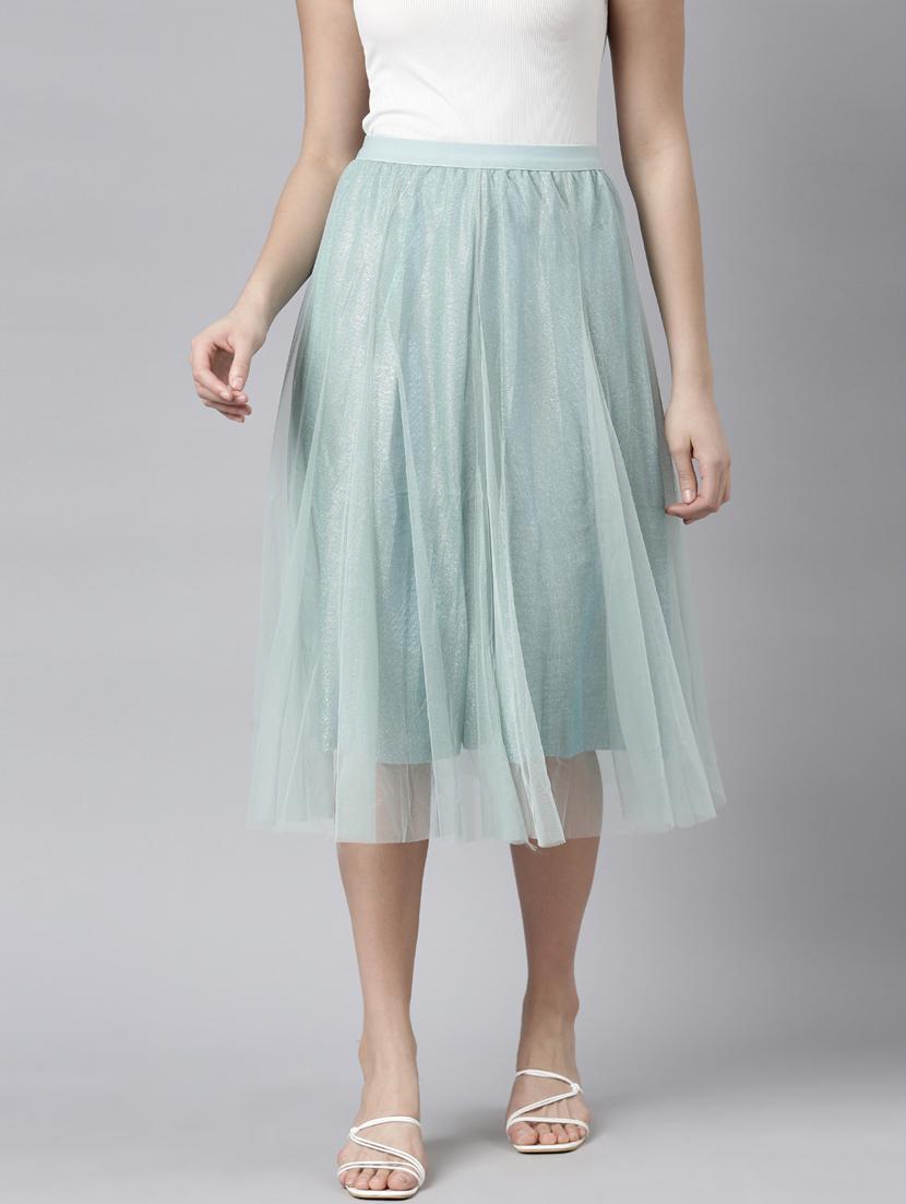 women mid-rise solid flared skirt - 21023457 -  Zoom Image - 0