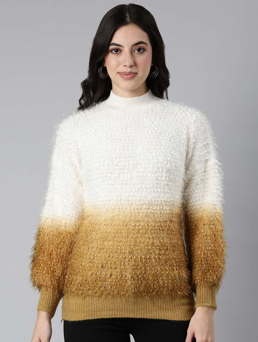 women long sleeved ombre pullover