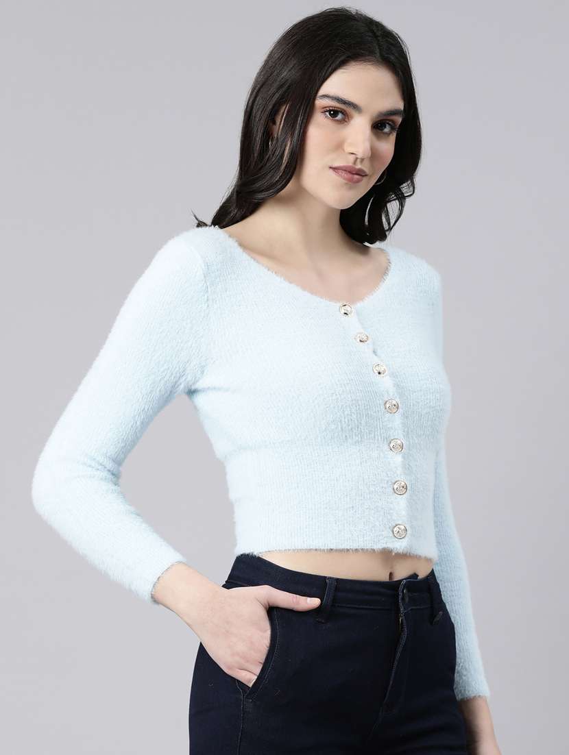 women solid acrylic cardigan - 21023495 -  Standard Image - 2
