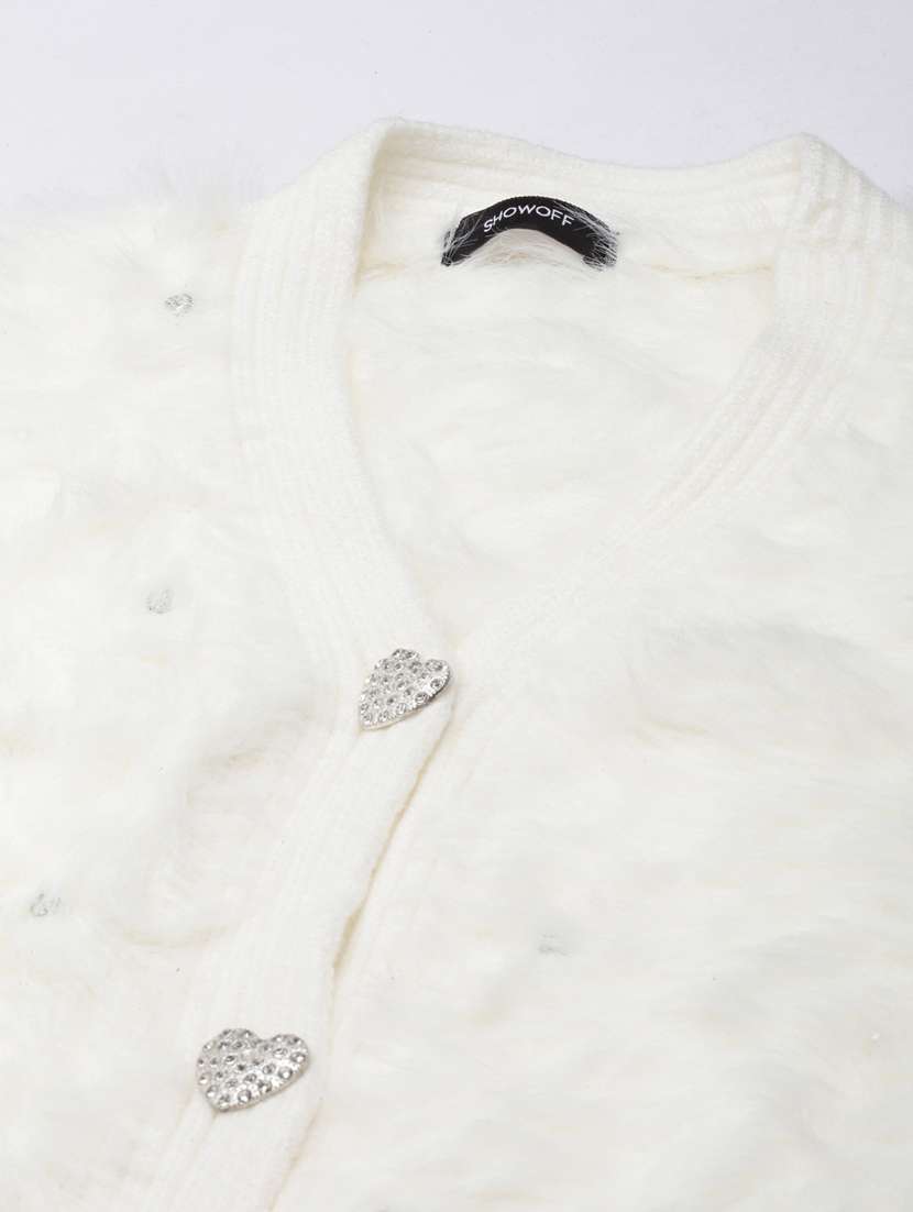 women solid acrylic cardigan - 21023501 -  Standard Image - 7