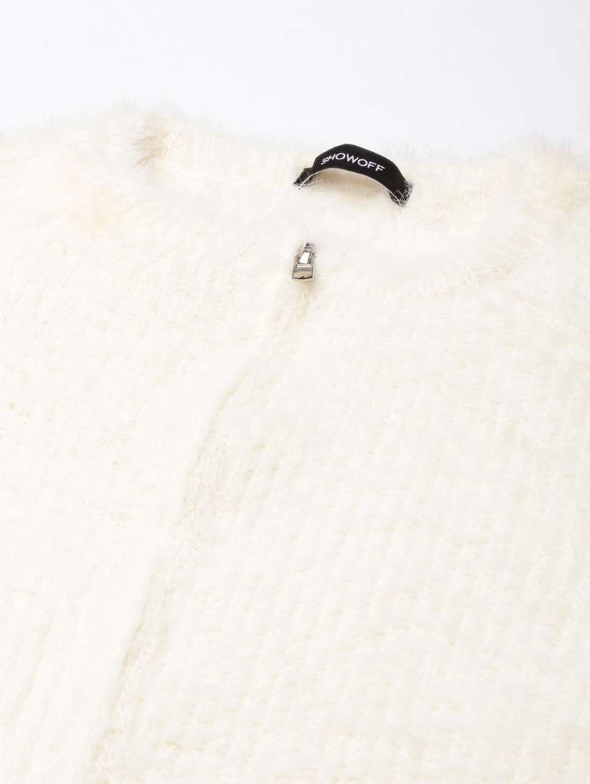 women solid acrylic cardigan - 21023507 -  Standard Image - 7