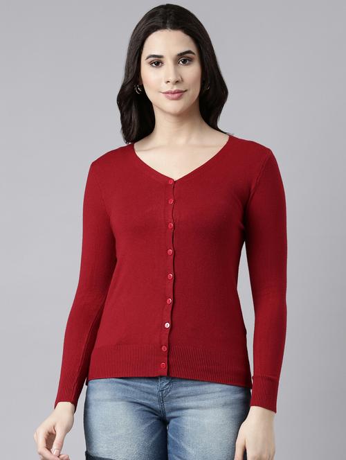 women solid acrylic cardigan - 21023515 -  Standard Image - 0
