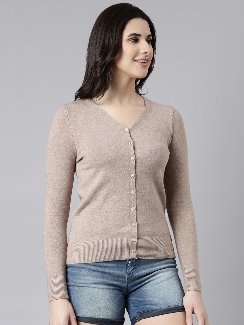 women solid acrylic cardigan - 21023516 - Standard Image - 2