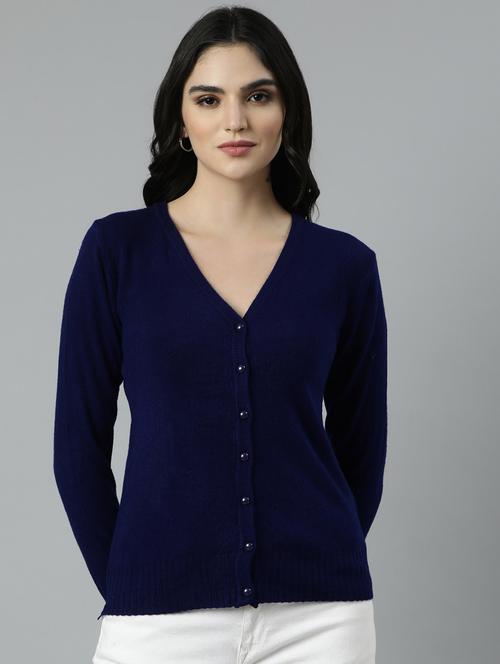 women solid acrylic cardigan - 21023520 - Standard Image - 0