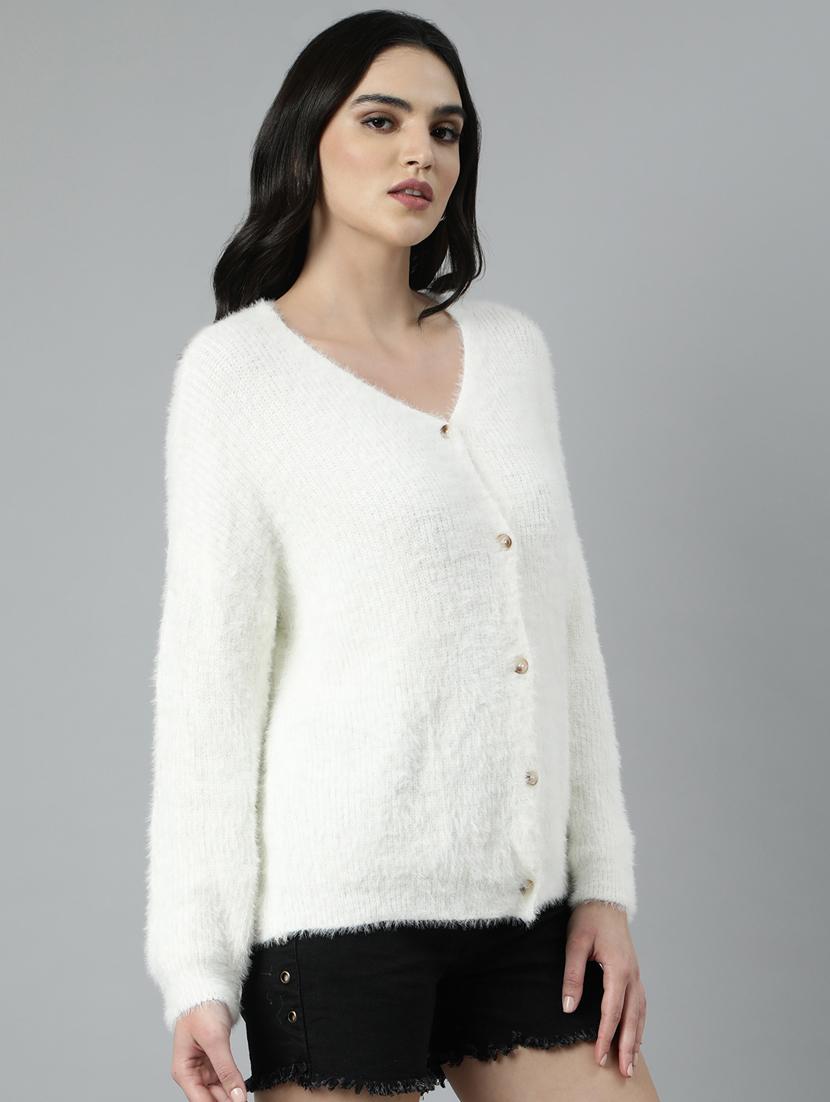 women solid acrylic cardigan - 21023530 - Standard Image - 2