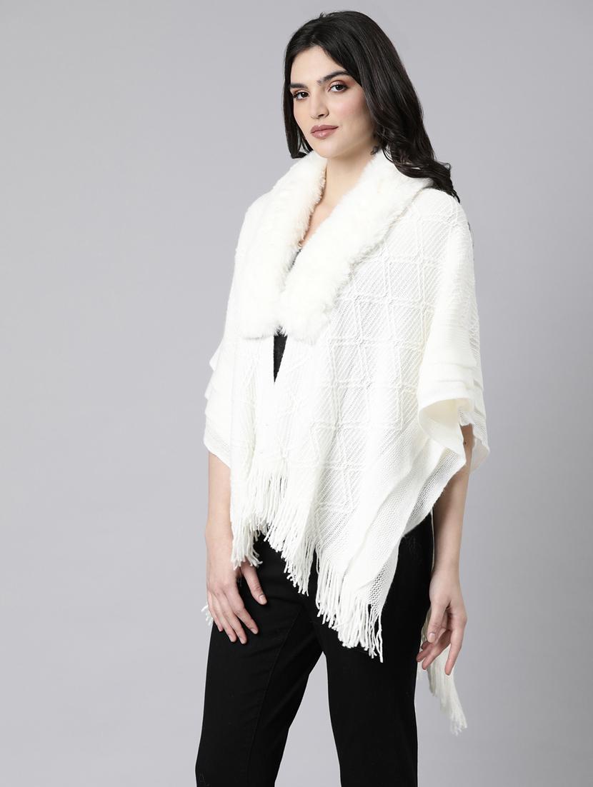 women white self design ponchos - 21023557 - Standard Image - 2