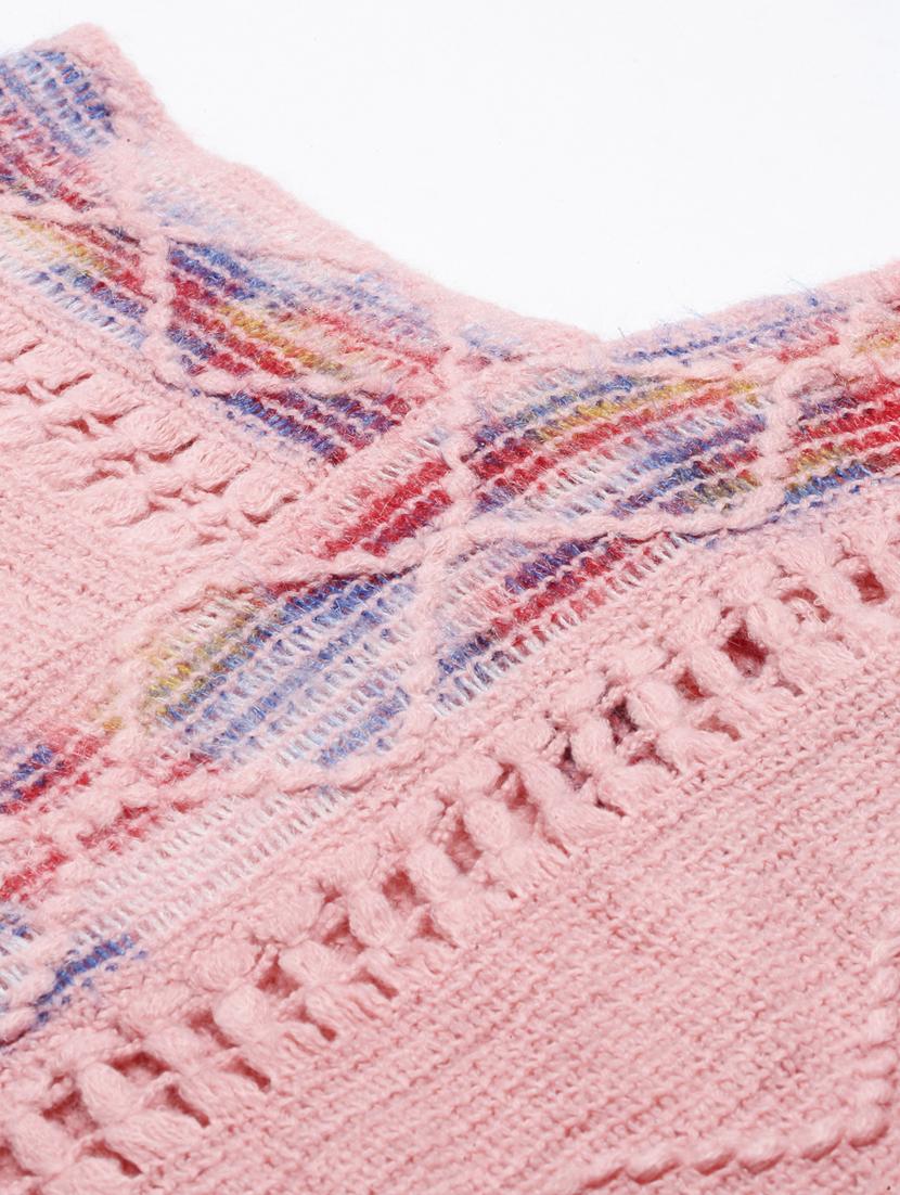 women pink self design ponchos - 21023589 - Standard Image - 7