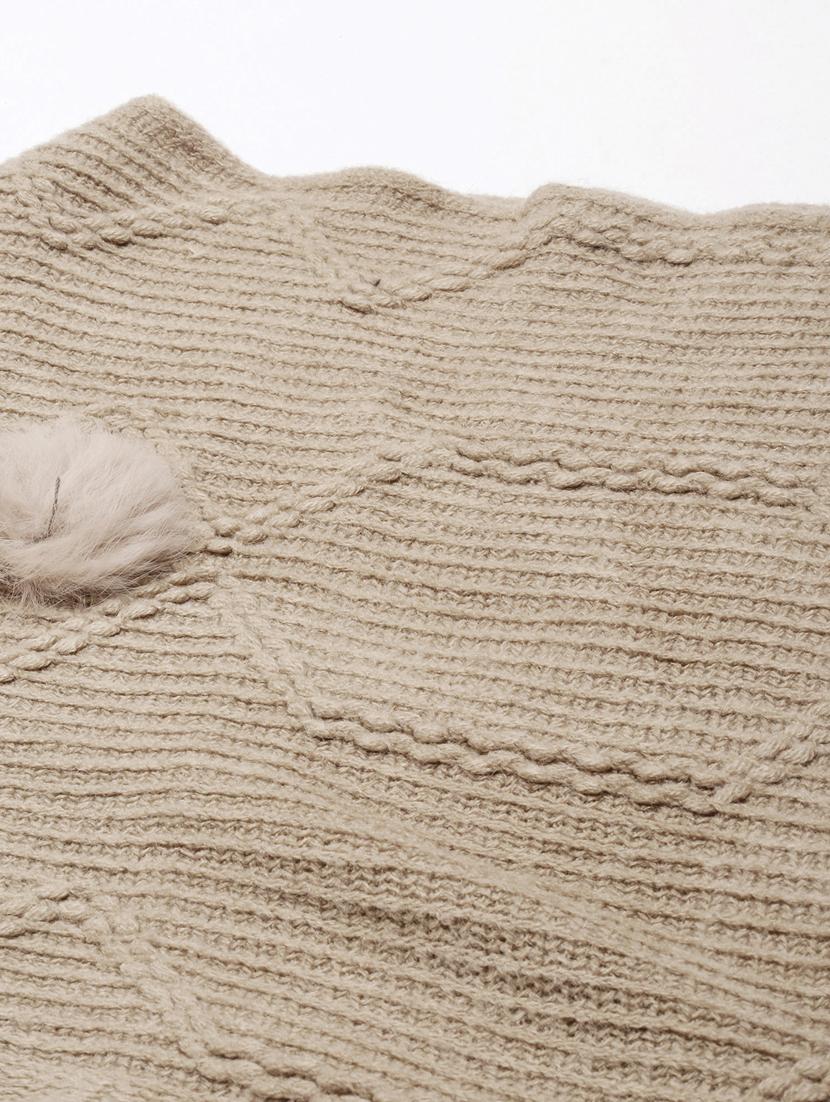women beige self design ponchos - 21023598 - Standard Image - 7