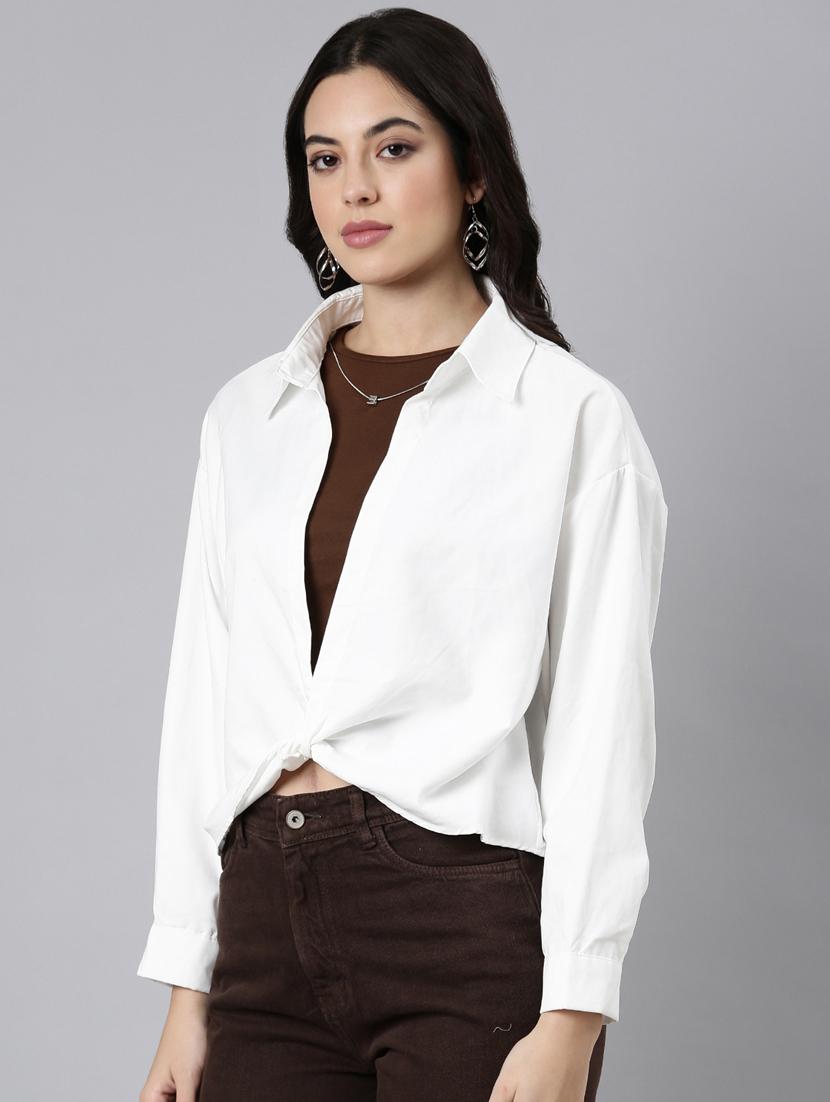 women solid color shirt top - 21023642 - Standard Image - 2