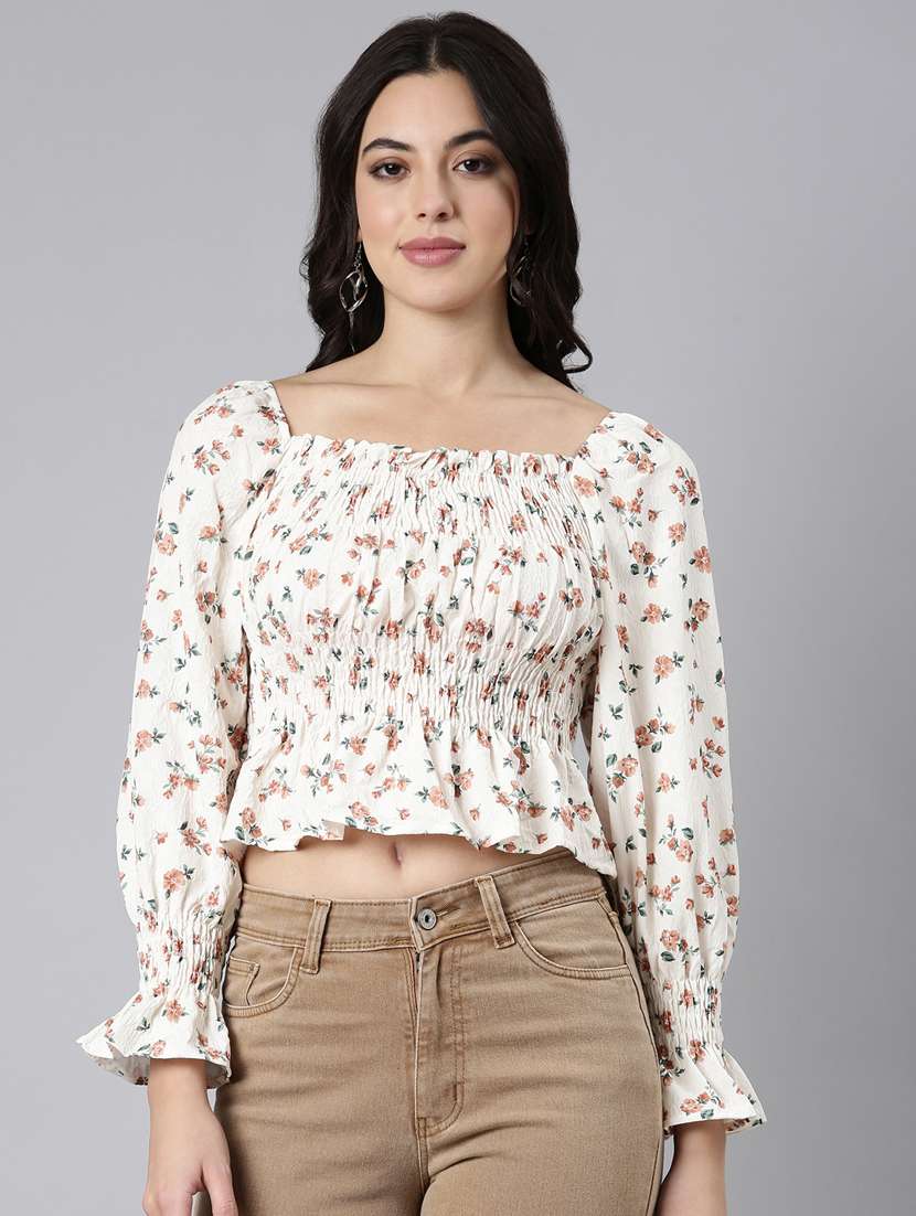 women floral printed peplum top