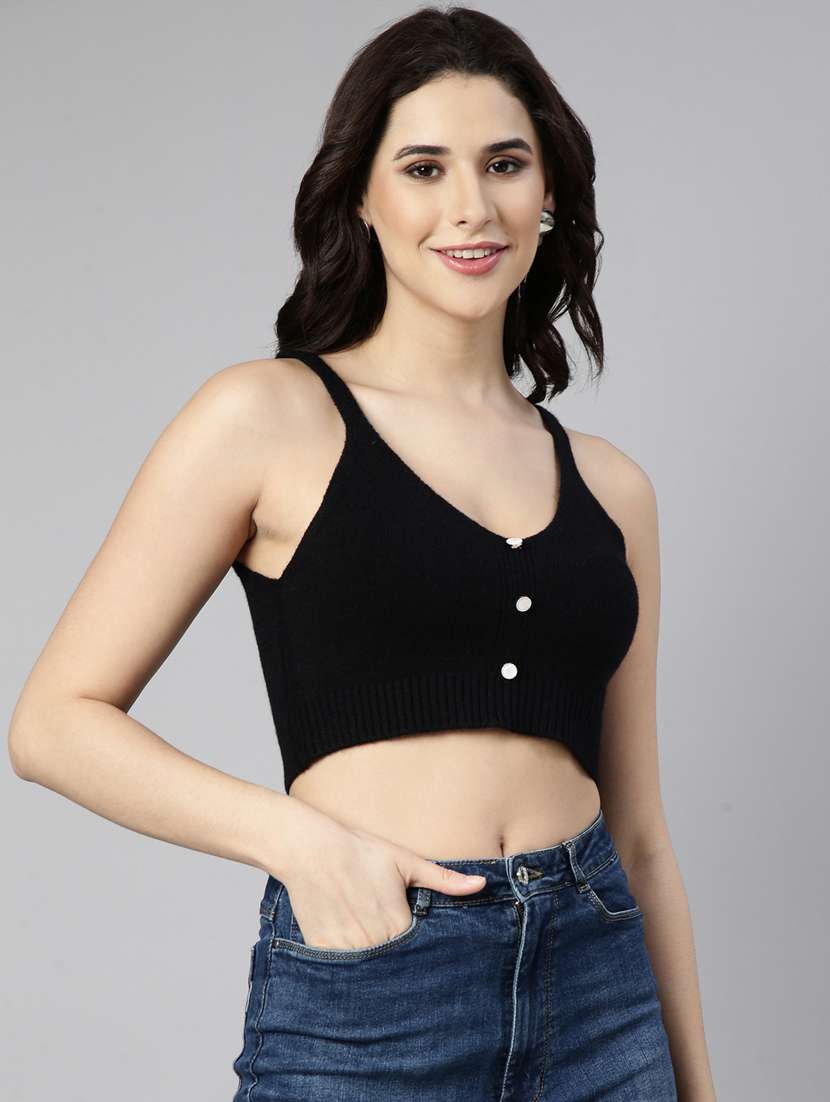 women solid color crop top - 21023660 -  Standard Image - 2