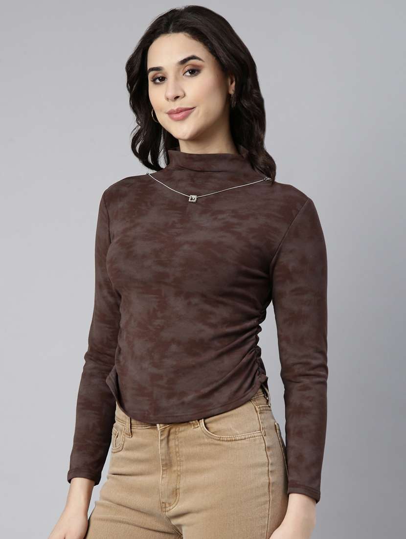 brown acrylic high neck top - 21023679 -  Standard Image - 2