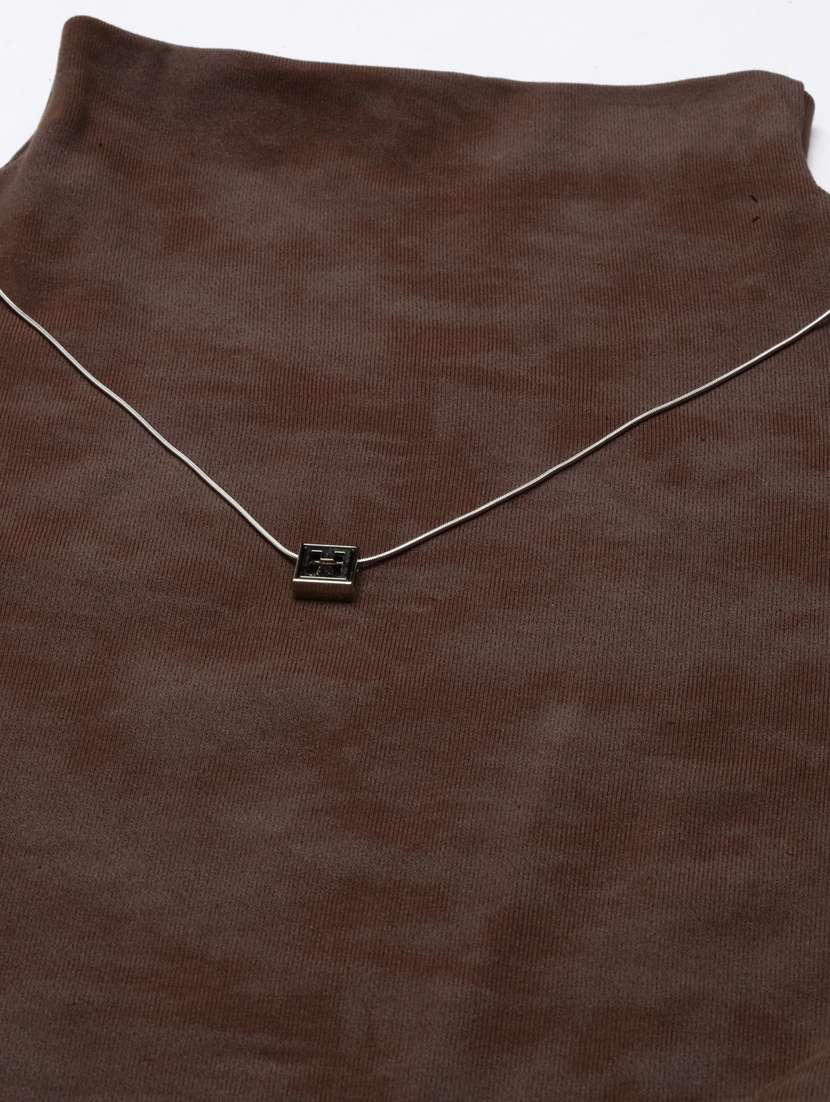 brown acrylic high neck top - 21023679 -  Standard Image - 7