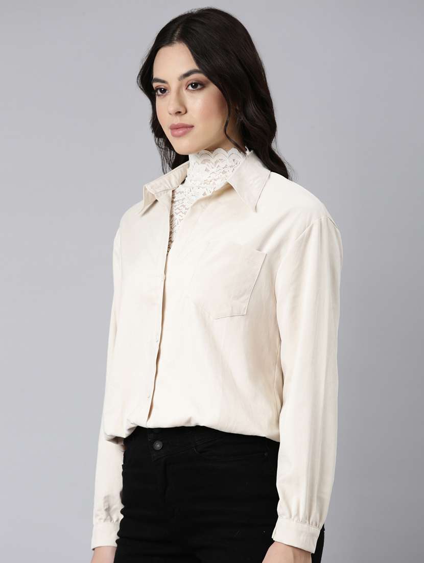 women solid color shirt top - 21023681 - Standard Image - 2