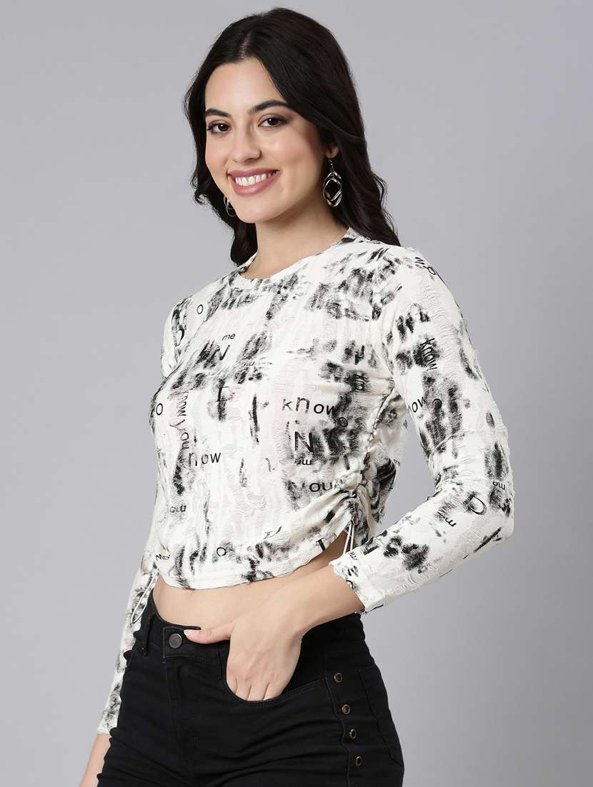 cream cotton blend crop top - 21023686 -  Standard Image - 2
