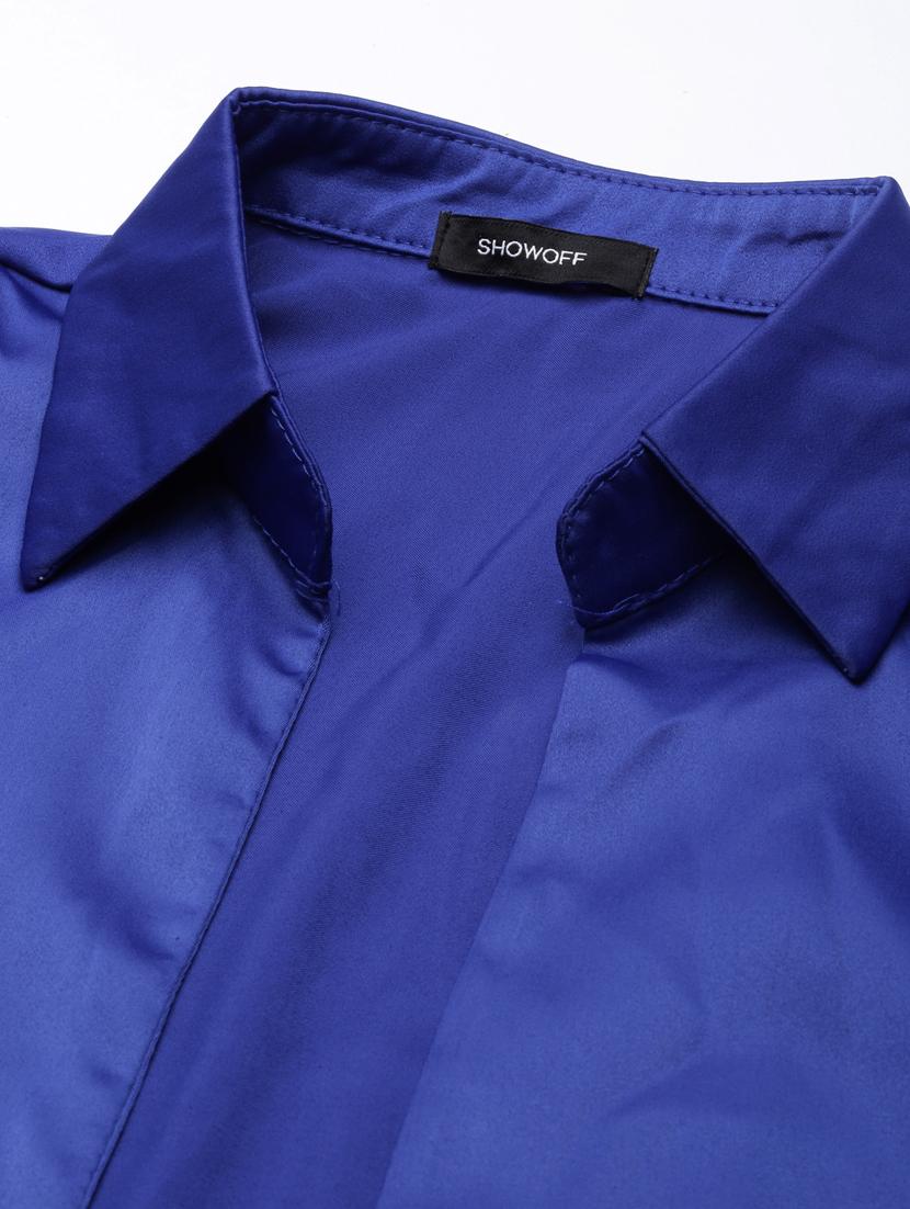 women solid color satin shirt top - 21023690 - Standard Image - 7