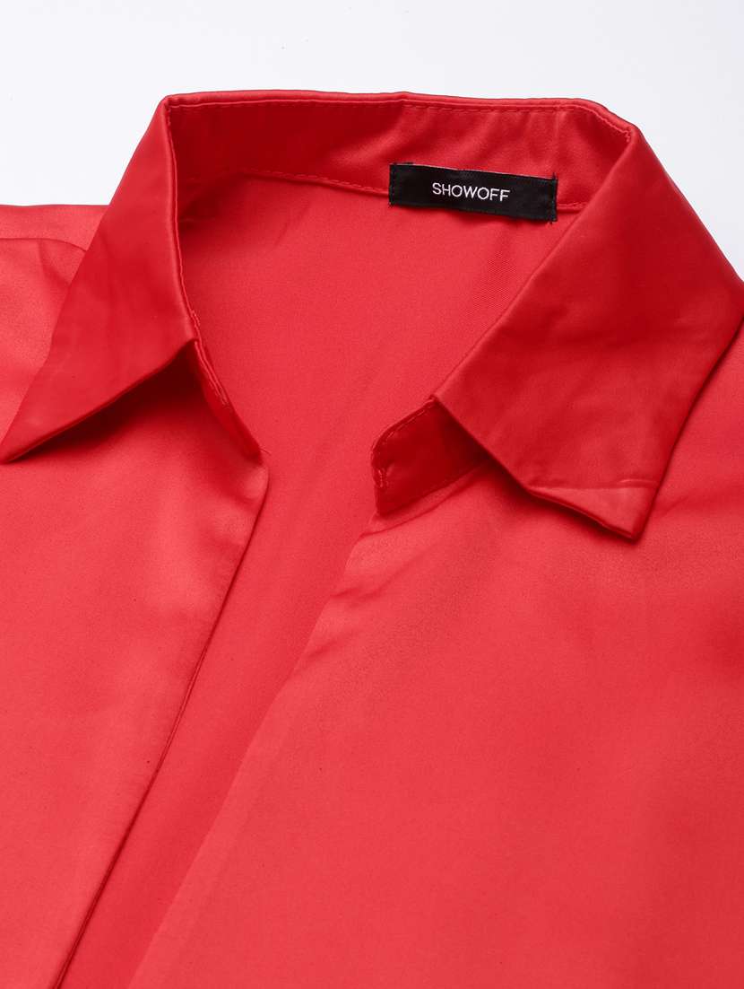 women solid color satin shirt top - 21023691 -  Standard Image - 7