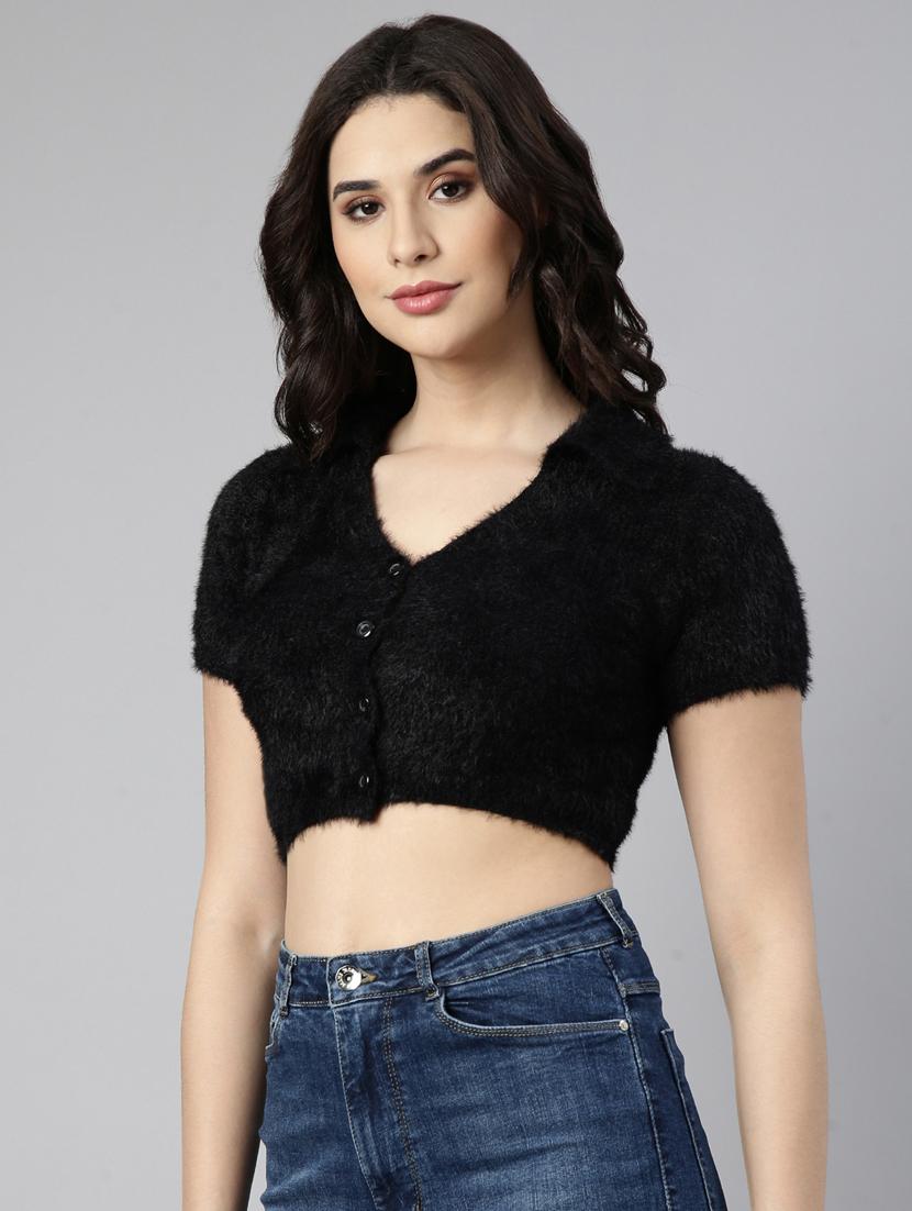 women solid color crop top - 21023701 - Standard Image - 2