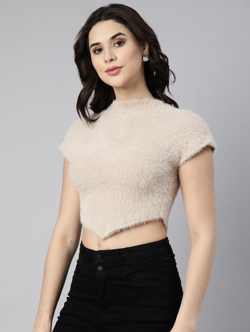 women solid color crop top - 21023705 - Standard Image - 2