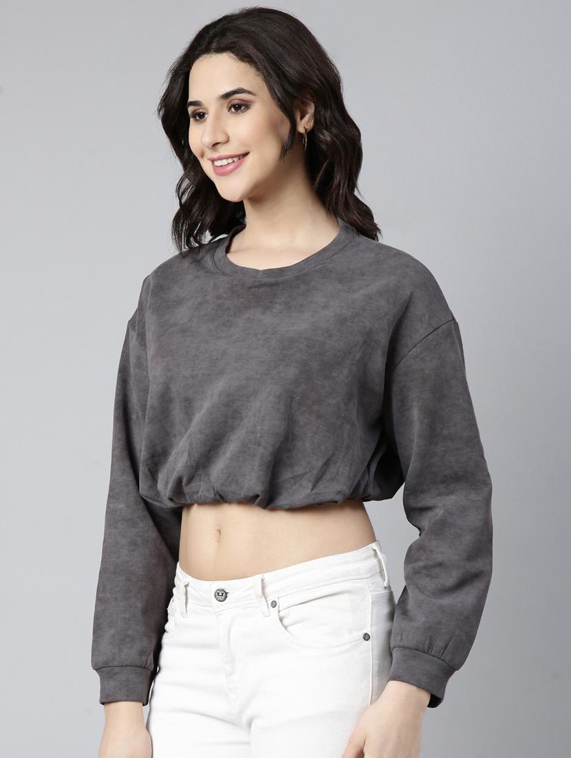 women solid color blouson top - 21023724 - Standard Image - 2