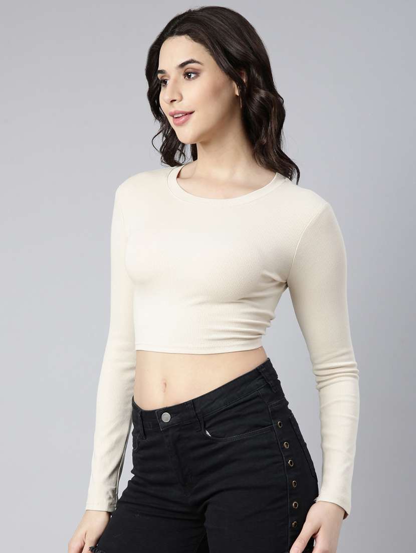 women solid color crop top - 21023730 -  Standard Image - 2