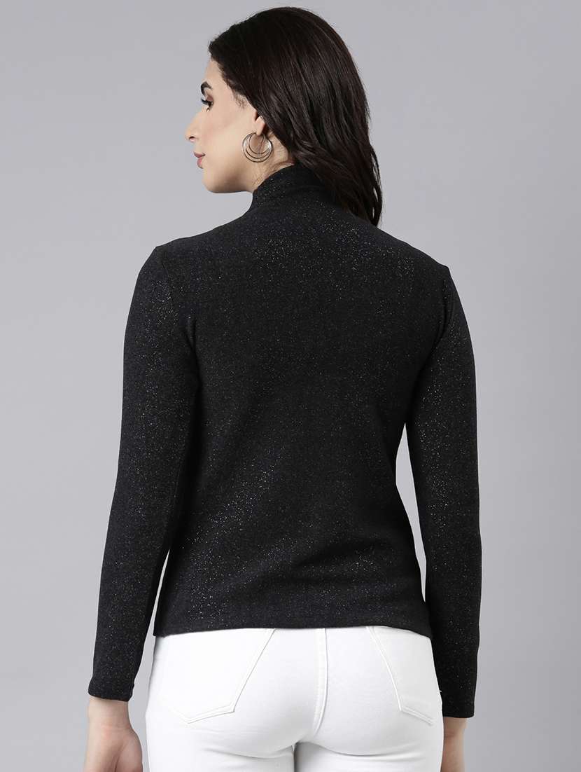 black acrylic high neck top - 21023759 -  Standard Image - 2