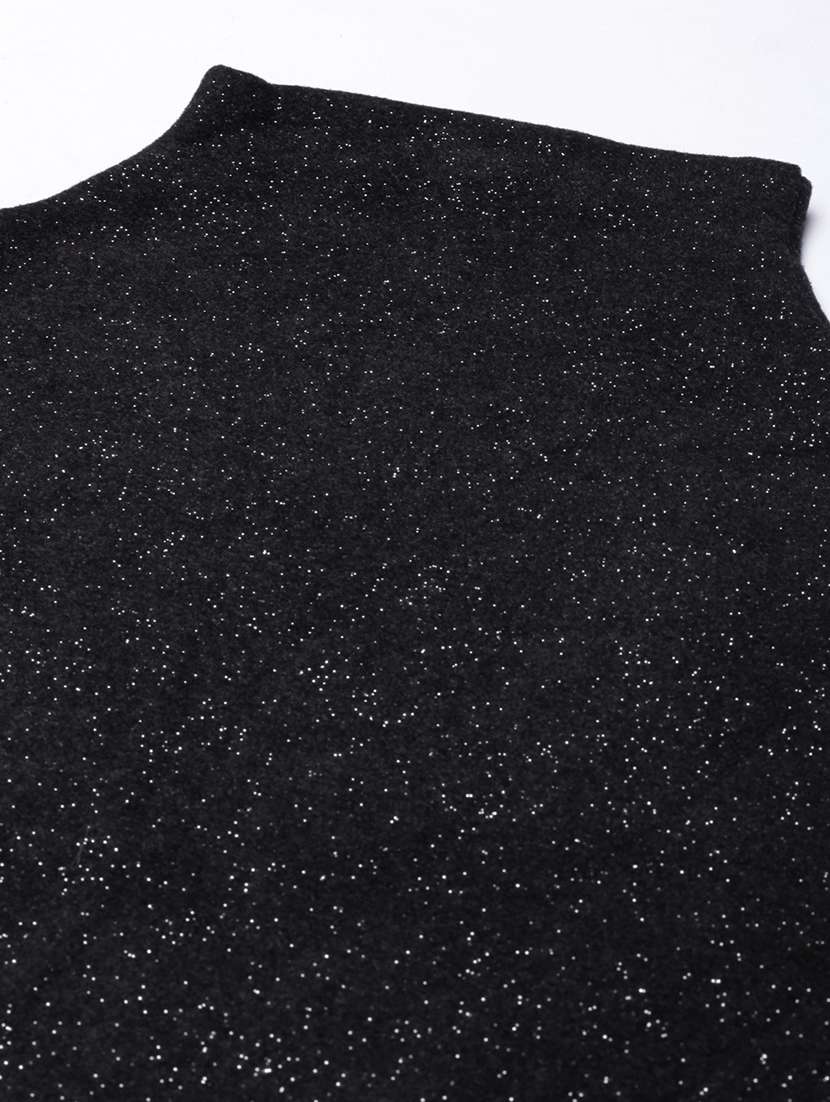 black acrylic high neck top - 21023759 -  Standard Image - 7