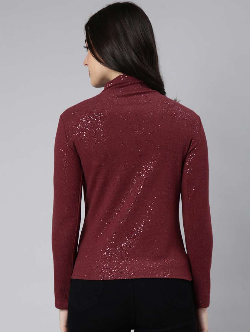 women maroon solids long sleeves top - 21023761 -  Standard Image - 2