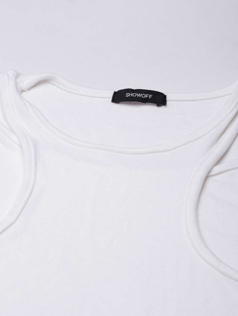 off white cotton blend crop top - 21023763 - Standard Image - 7
