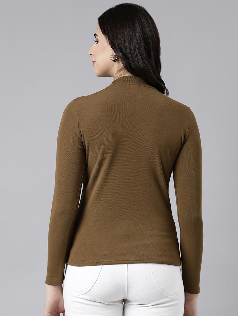 olive cotton blend regular top - 21023768 - Standard Image - 2
