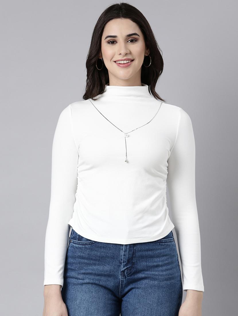 women white solids long sleeves top - 21023771 - Zoom Image - 0
