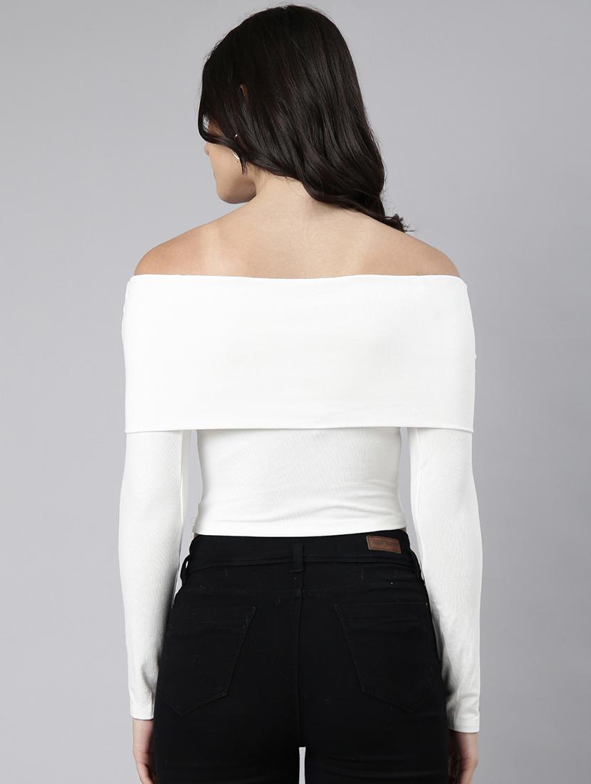 off white cotton blend regular top - 21023802 - Standard Image - 2