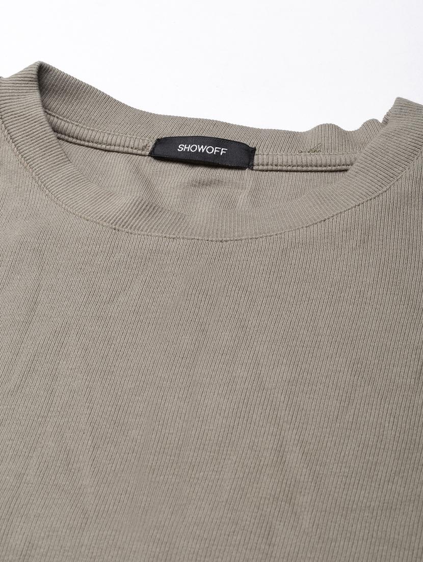 olive cotton blend crop top - 21023815 - Standard Image - 7