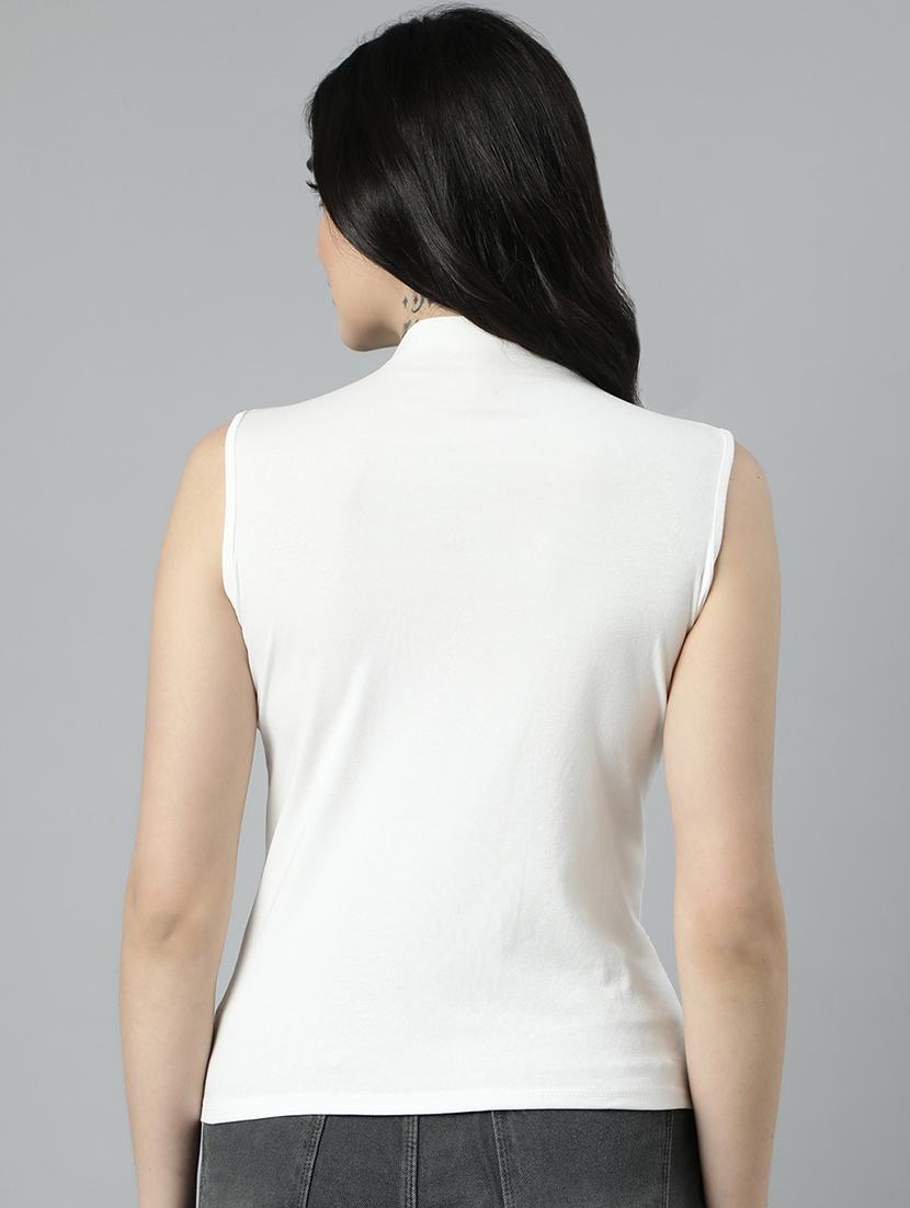 off white cotton blend regular top - 21023827 - Standard Image - 2