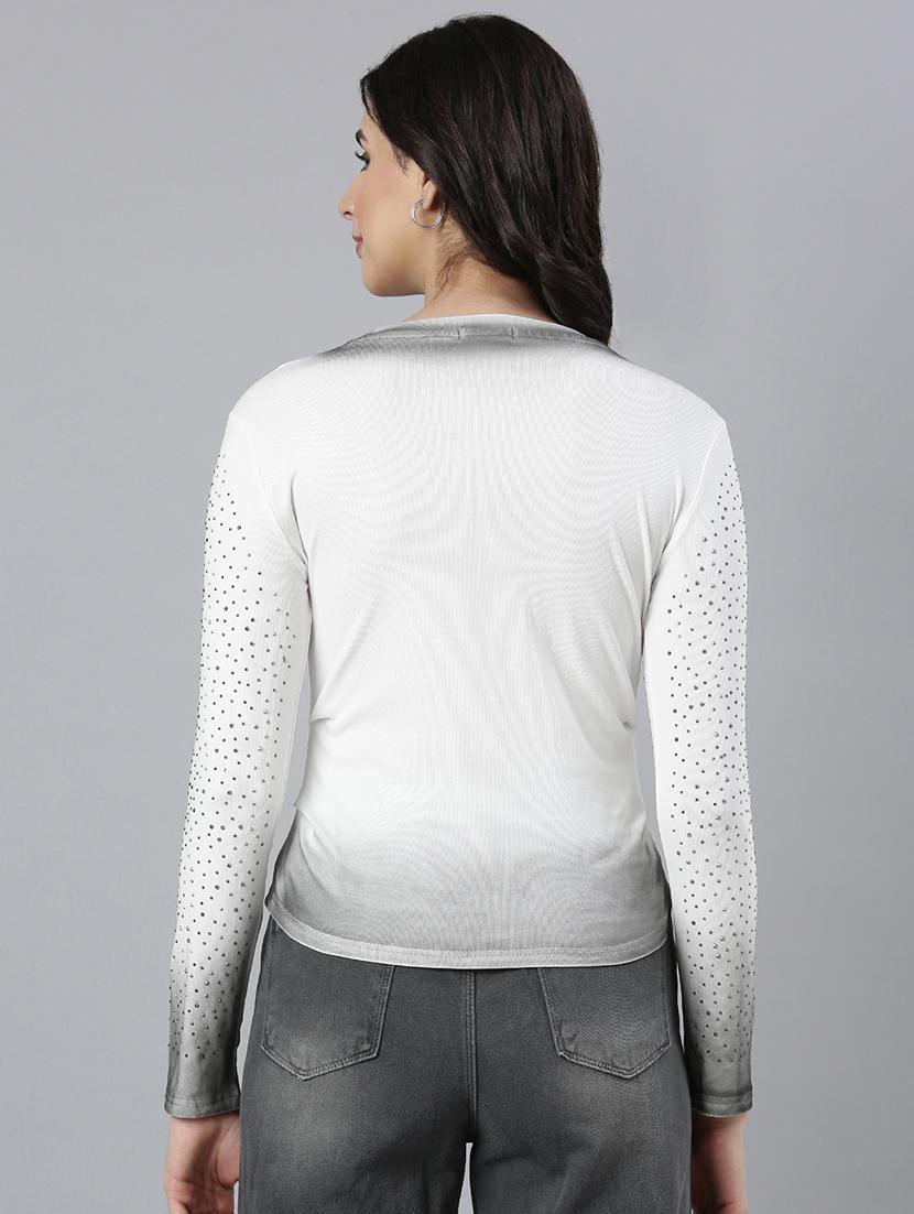 women white embellished long sleeves top - 21023834 - Standard Image - 2