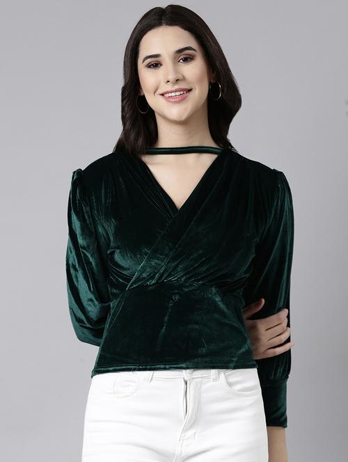 women green solids long sleeves top - 21023846 - Standard Image - 0