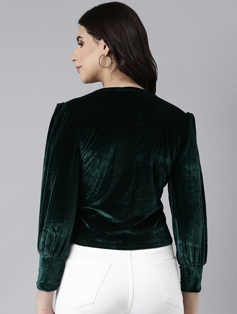 women green solids long sleeves top - 21023846 - Standard Image - 2