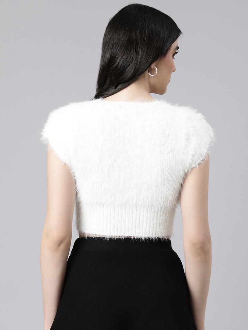 women white solids short sleeves crop top - 21023855 - Standard Image - 2