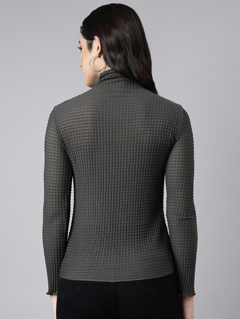 women grey solids long sleeves top - 21023869 - Standard Image - 2