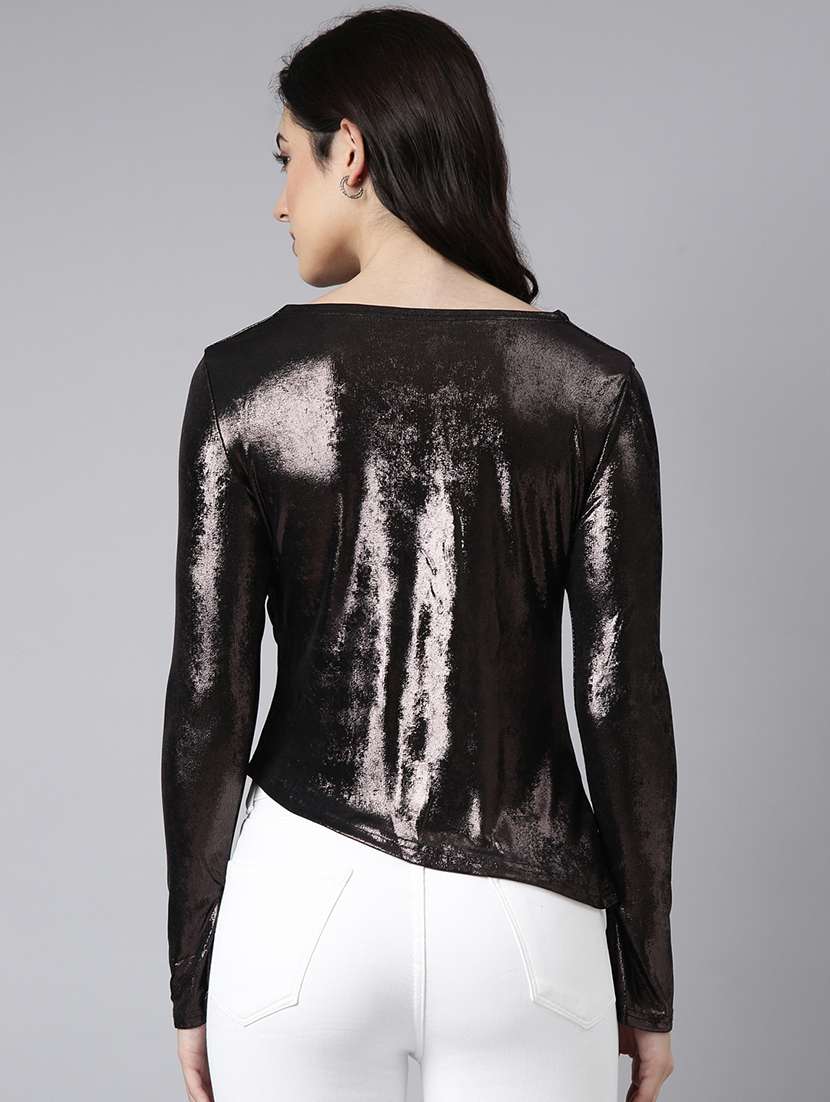 women solid cowl neck long sleeves top - 21023883 -  Standard Image - 2