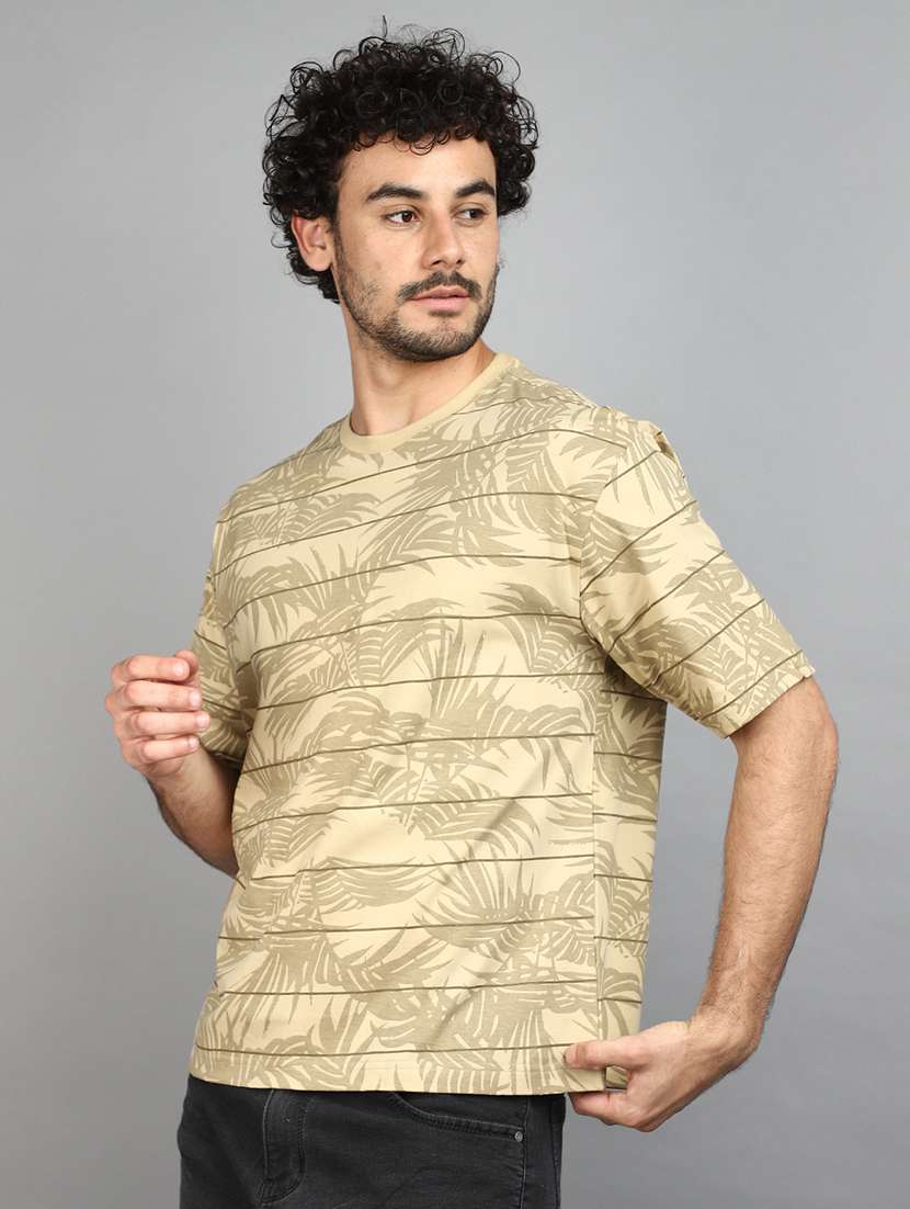 men beige all over printed t-shirt - 21023928 -  Standard Image - 2